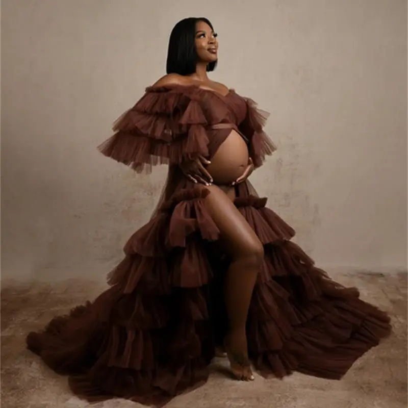 

Женское платье с открытыми плечами It's yiiya, голубое фатиновое платье для беременных с открытыми плечами на лето 2019