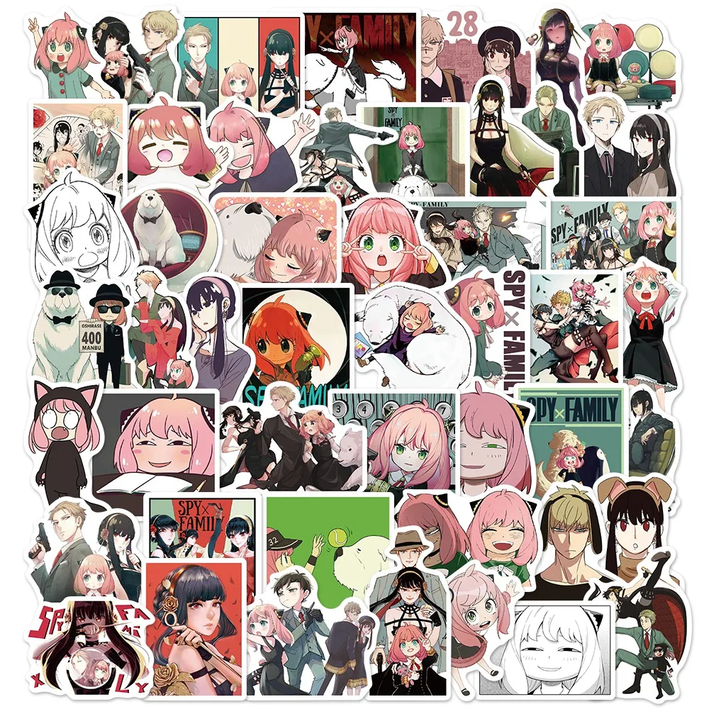 

10/30/50PCS Anime Spy x family Stickers Cartoon Cafe Stickers for Laptop Fridge Phone Skateboard Suitcase Luggage Decals Gifts