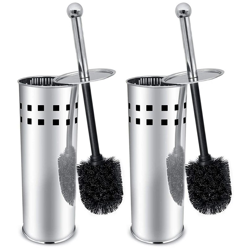 

2X Toilet Brush And Holder, 304 Bamboo Charcoal Stainless Steel Toilet Brush For Bathroom Storage And Organization