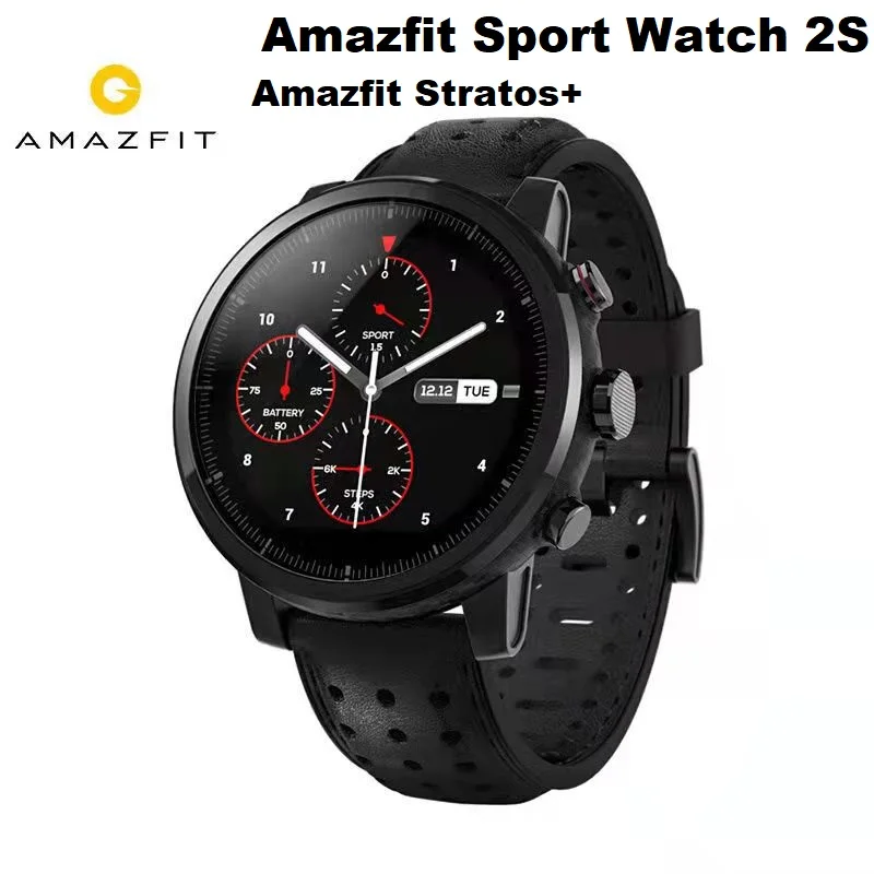 Глобальная версия Amazfit Stratos + Sport Watch 2S GPS GLONAESS ремешок из натуральной кожи