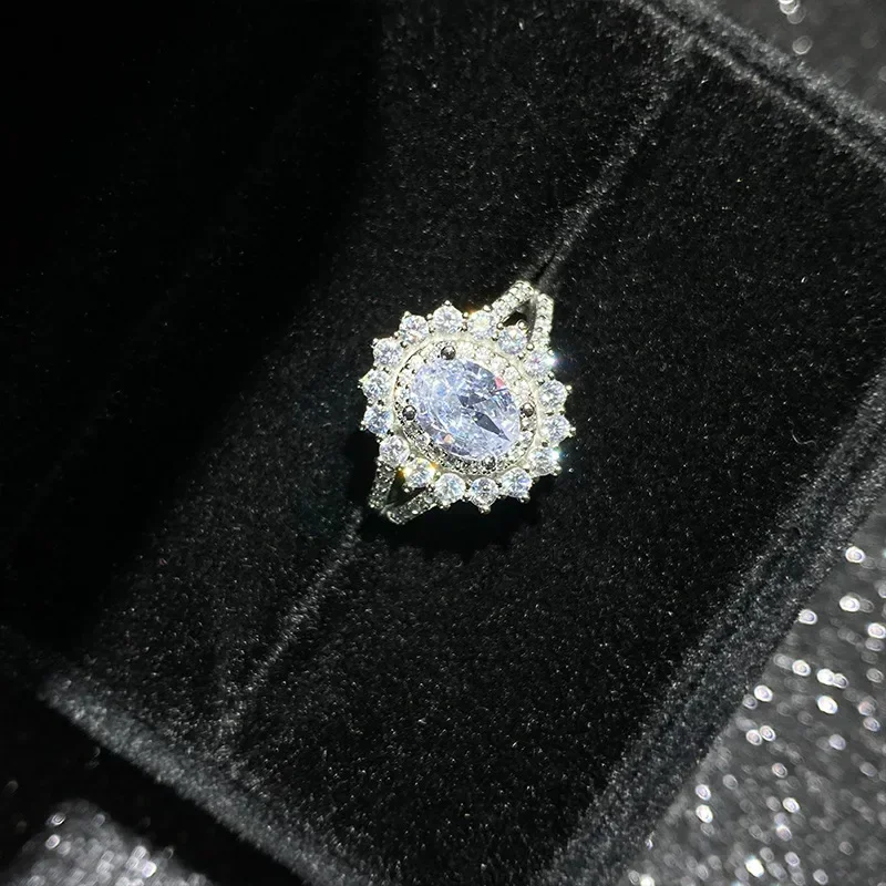 Высокое качество роскошное кольцо MDL в стиле муассанита с аквамарином и