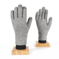 men women autumn winter warm knit full finger mittens woolen touch screen thick velvet warm cycling driving gloves windproof