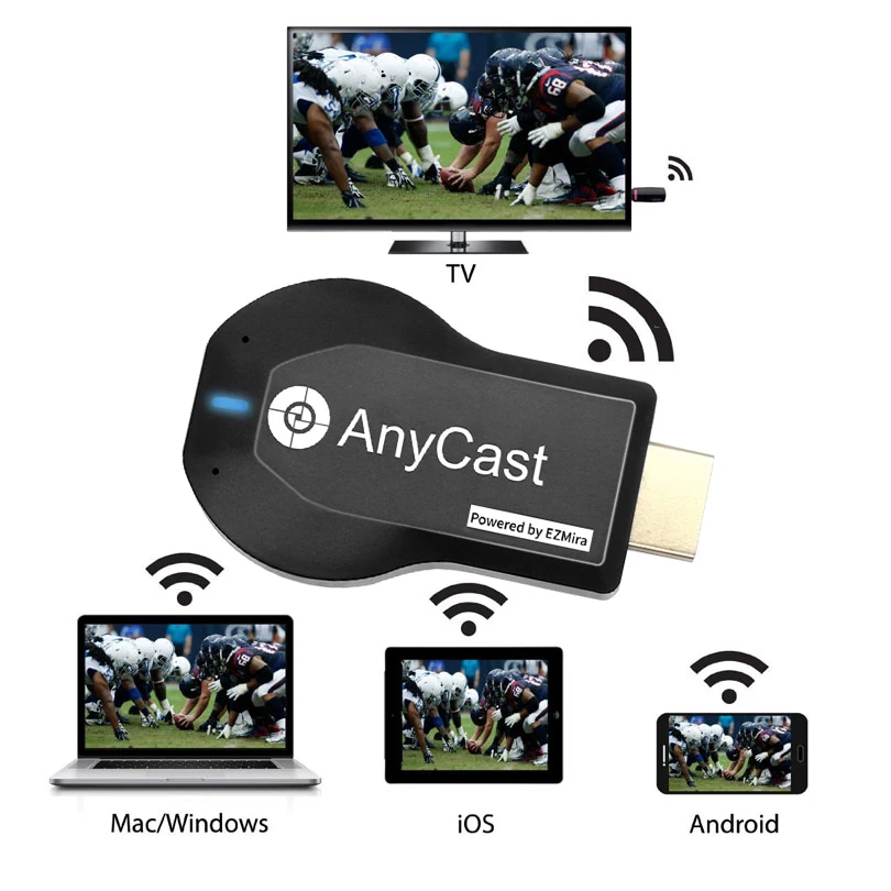 ТВ-приемник для телефона с Wi-Fi дисплеем M2 Plus Anycast DLNA Miracast Airplay зеркальный экран