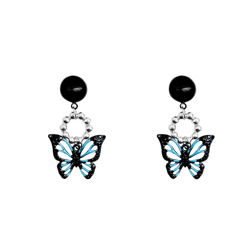 

Black Butterfly Stud Earrings Women Niche Design Enamel Ladies Hoop Metal Earings Korean Personality 2023 Trending Ear Jewelry