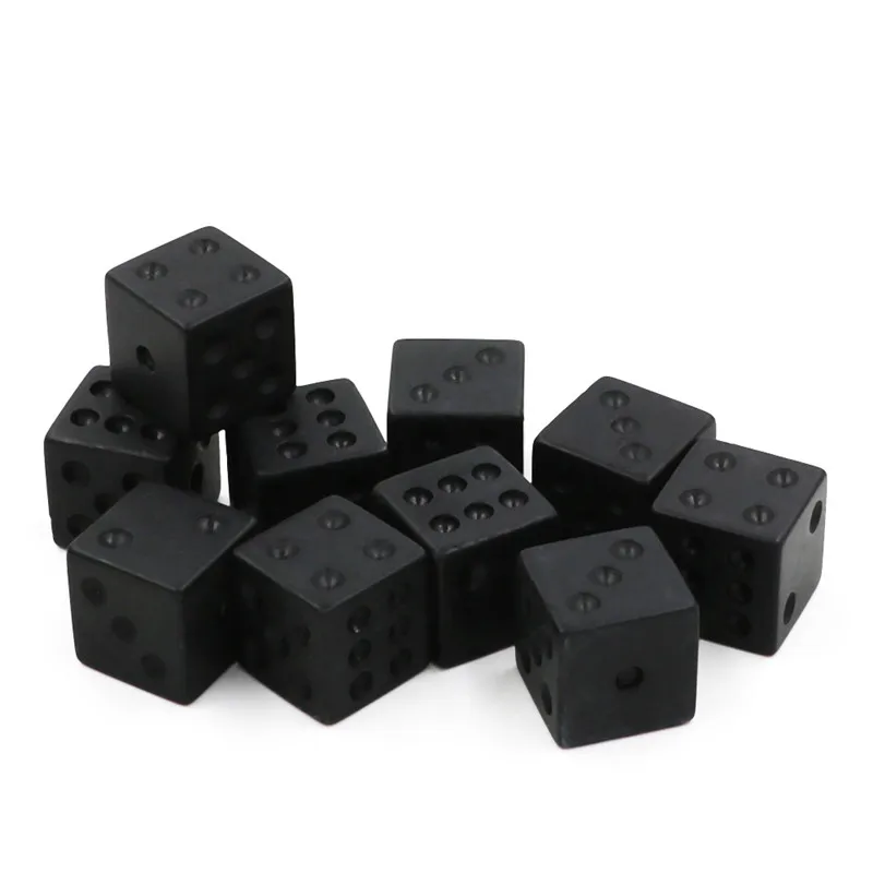 

10/20/50pcs/set 16mm Acrylic Matte Non-printed Points Black Dice Right Angle Cube For Bar KTV Board Game Accessories