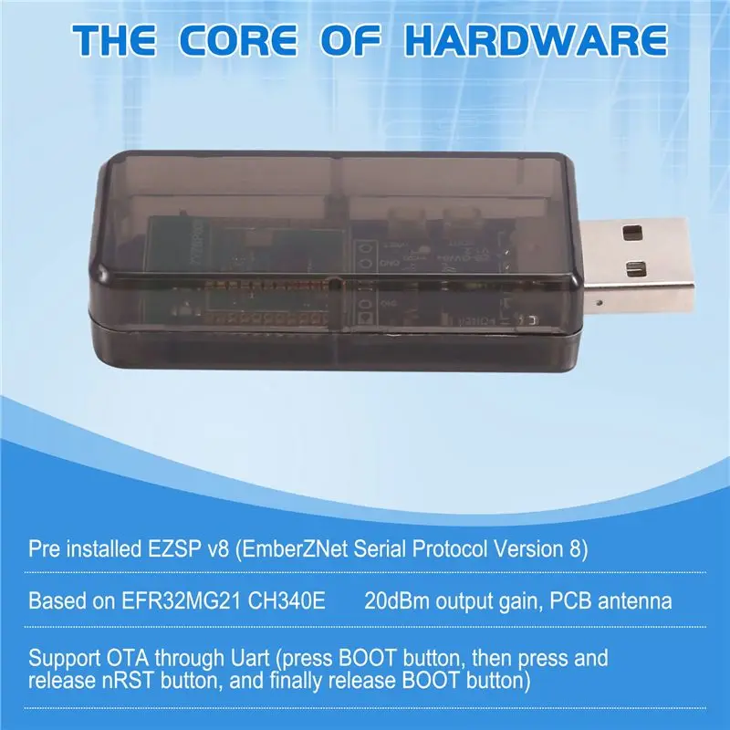 Фото Универсальный USB-адаптер/шлюз Zigbee 3.0 ABIJ-Ewelink с открытым исходным кодом для 2MQTT, ZHA, EZSP, NCP, Home Assistant №5