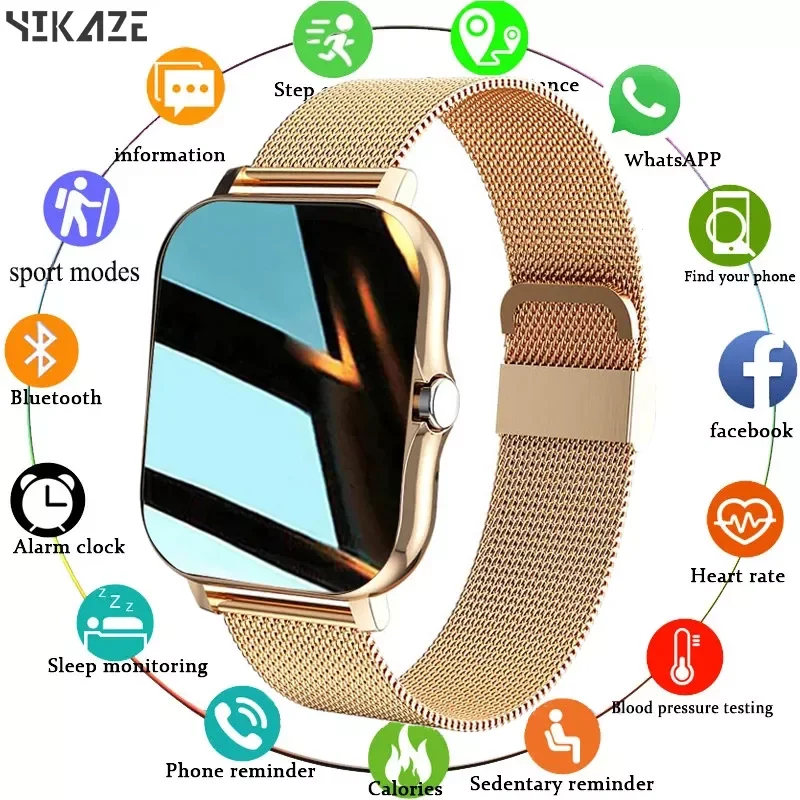 

2021 New Women Smart watch Men 1.69" Color Screen Full touch Fitness Tracker Bluetooth Call Smartwarch Ladies For Android I