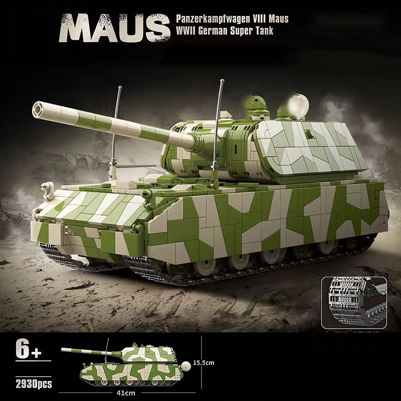 

Gulo Gulo 2930PCS Military Tanks Bricks Weapon Soliders Army Blocks WW2 Heavy Panzer VIII Maus Toys for Boys Kids Gifts Friendly