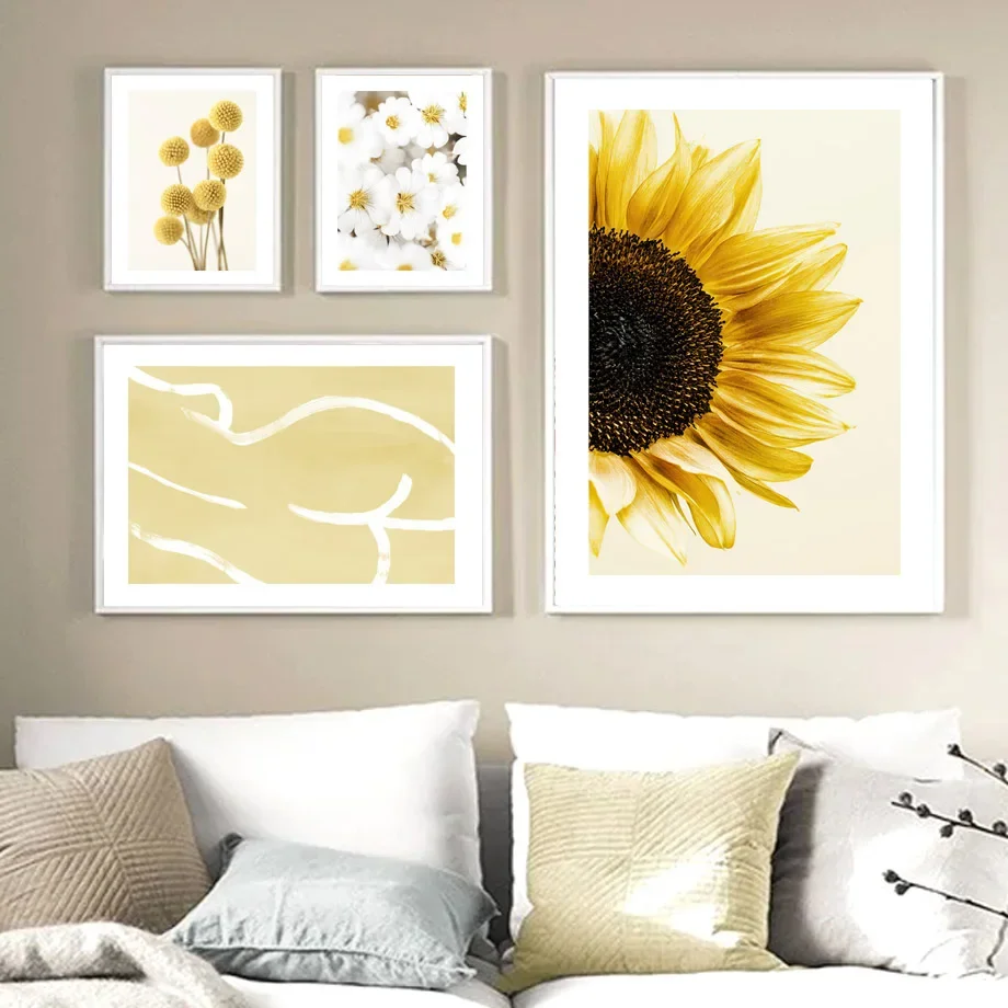 Настенный Художественный Холст С Подсолнухом Орхидеей Бабочкой