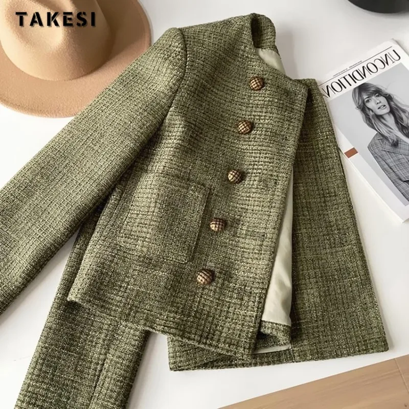 

Женская однобортная куртка, элегантная повседневная приталенная куртка с круглым вырезом, Осень-зима 2023