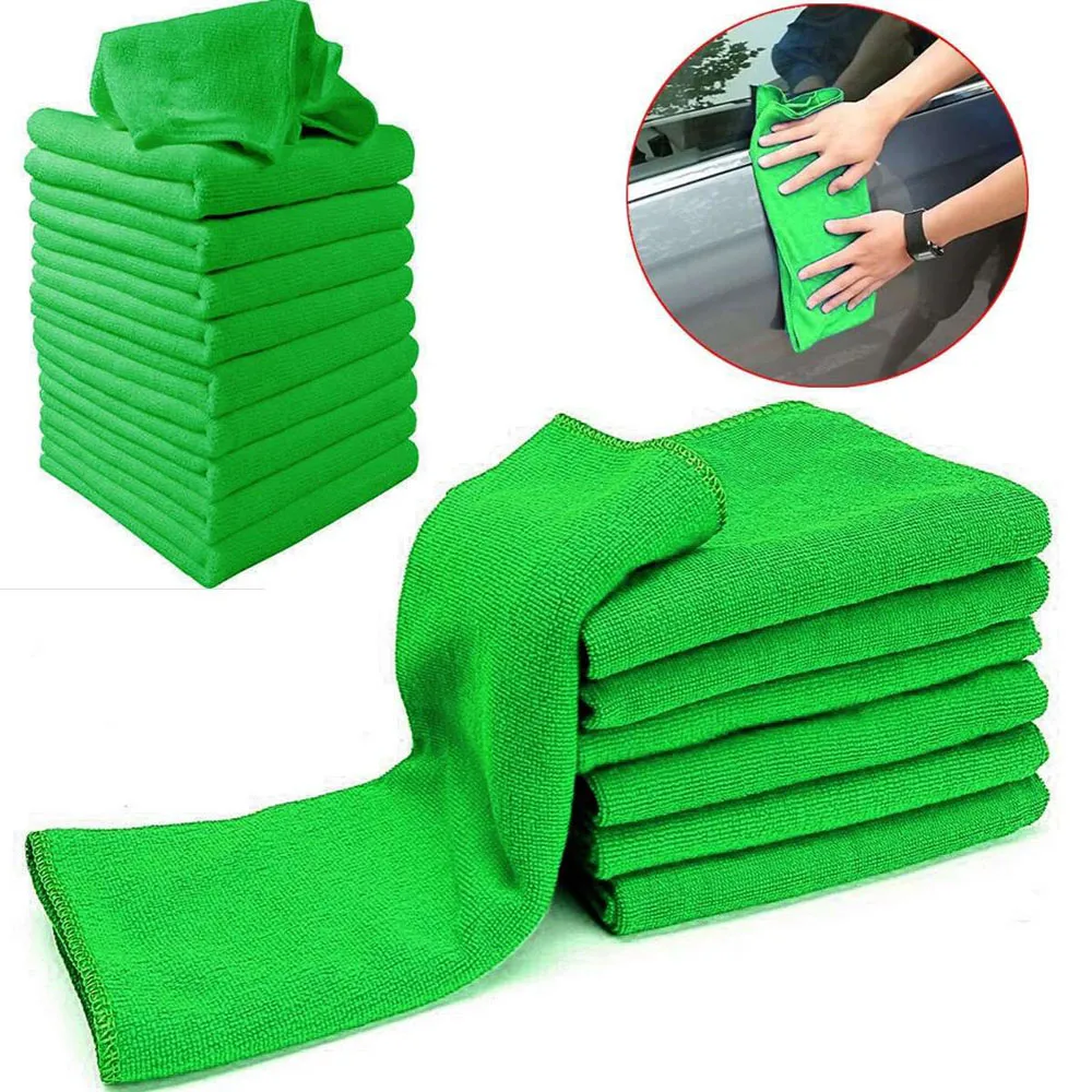 

10 Pcs Green Microfiber Washcloth Auto Car Detailing Care Cleaning Towels Soft Cloths Tool Wash Towel Duster Car Accessories