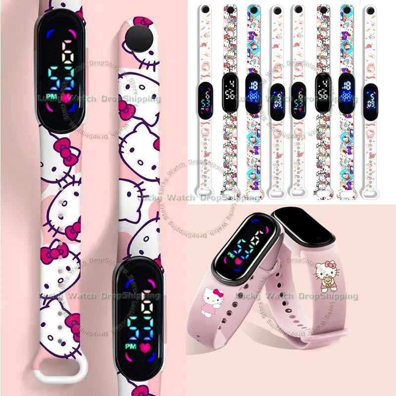 

HelloKitty Kids' Digital Watches Cartoon Action Figure Japan Anime LED Touch Waterproof Electronic Kids Watch Birthday Gifts
