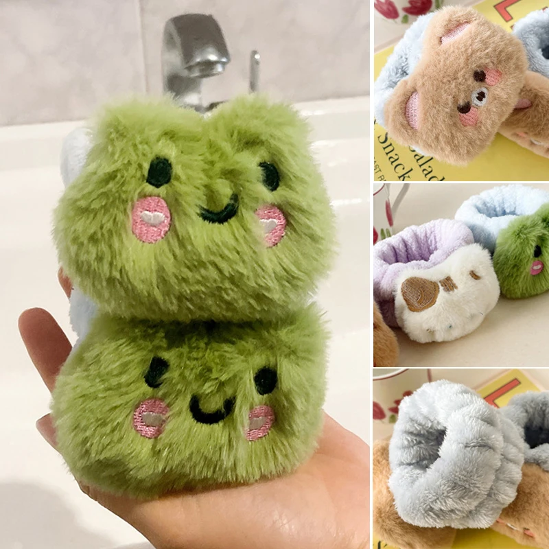 

1 Pair Cute Wrist Washband Microfiber Flannel Wrist Wash Towel Band Wristband Scrunchies For Washing Face Absorbent Wristbands