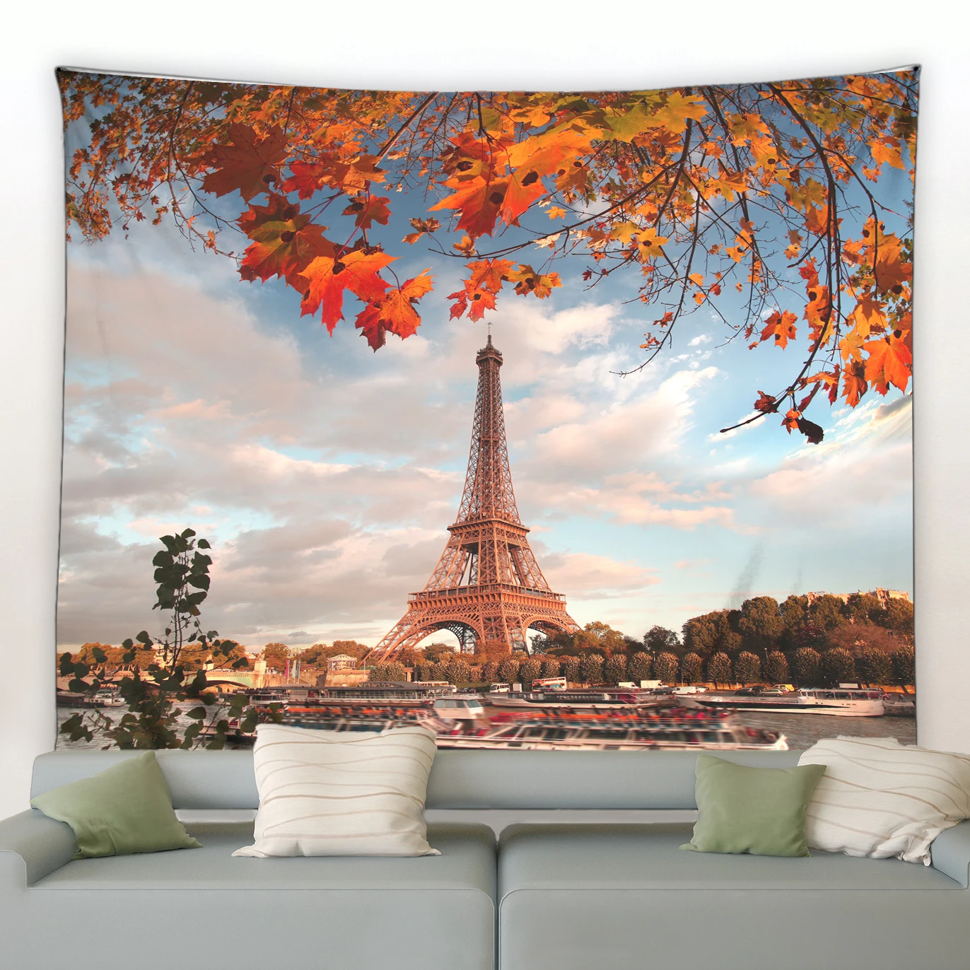 

Paris Eiffel Tower Landscape Tapestry Autumn Beautiful Natural Scenery Wall Hanging Tapestry Background Decoration