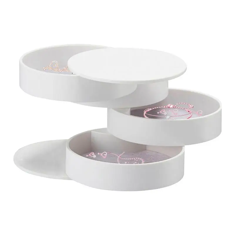 

Jewelry Organizer 3 Layers Desktop Accessory Storage Jewelry Assort Box Dustproof Rotating Jewelry Shelf For Women Men Necklace