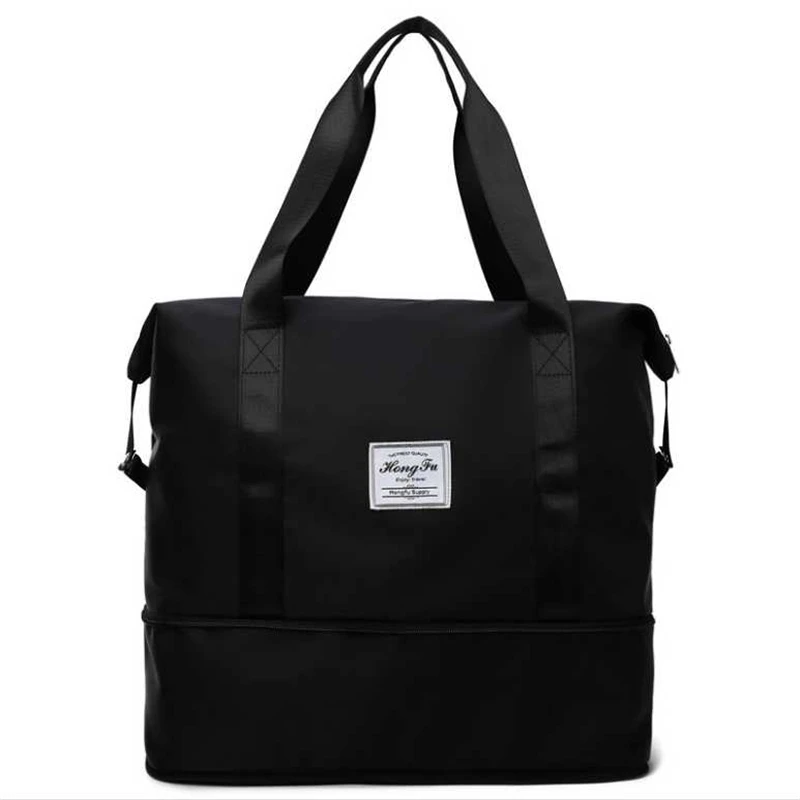 Fashion Women Men Fitness Travel Solid Color Luggage Bag Oxford Cloth Foldable Sports Large Capacity Handbags Female Pack 2022