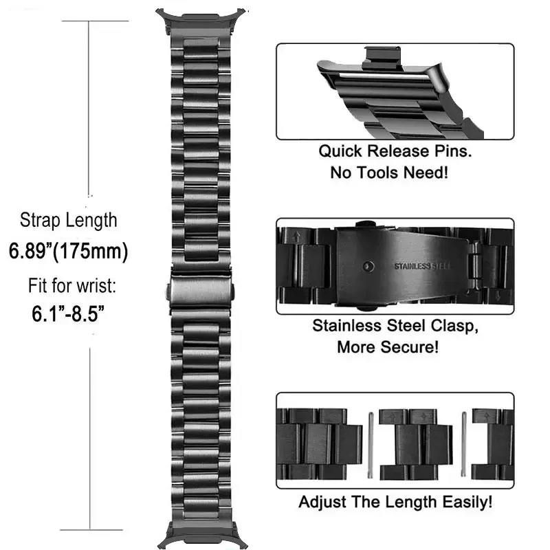 Фото Металлический ремешок для Samsung Galaxy Watch 8 Ultra, 47 мм, складная застежка из нержавеющей стали, браслет для Galaxy Watch 7 Ultra, аксессуар Correa №4