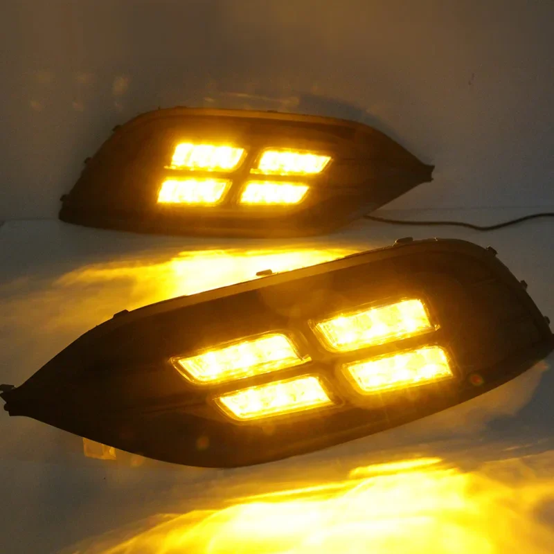 Светодиодные дневные фары для Opel Insignia 2017 2018 2019 желтая функция указателя поворота