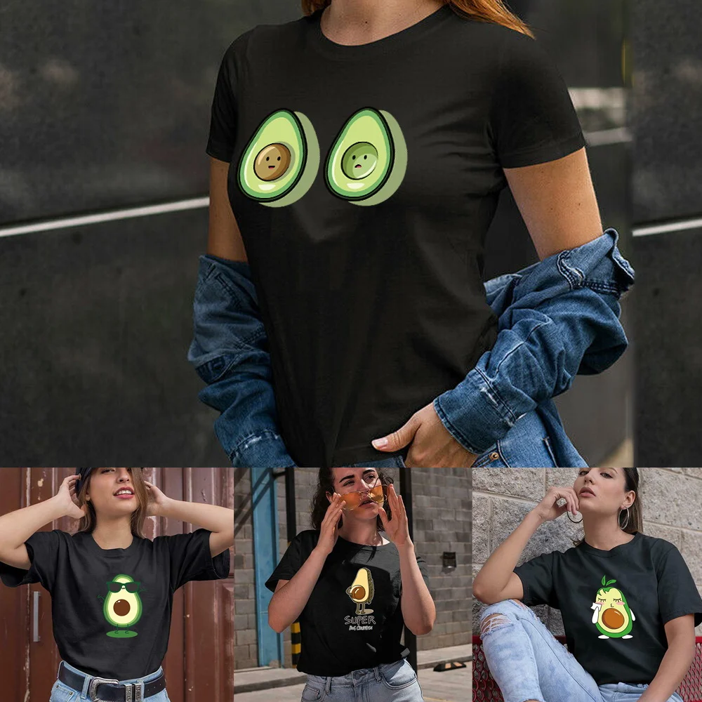 

Summer T-Shirt Women Clothing Harajuku Fashion Kpop Tees Short Sleeve O-Neck Pullover Tshirt Avocado Anime Female Tops T Shirt