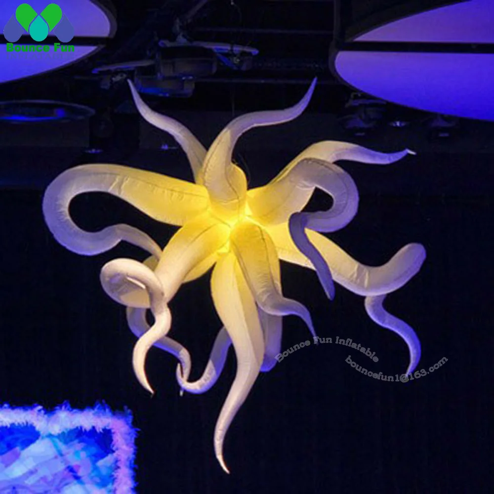 Hanging Giant Bending Inflatable Star with LED Light for Nightclub or Wedding Party Music Park Ceiling Decoration