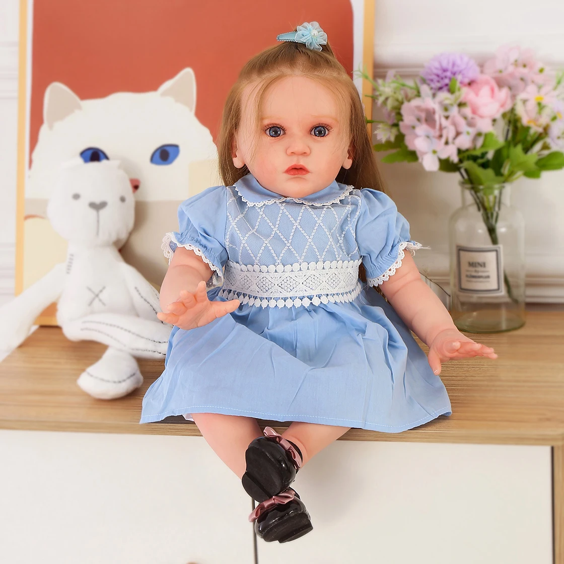 

Куклы Новорожденные, 60 см, 24 дюйма, виниловые, ручной работы, реалистичные корневые волосы, рождественский подарок для девочек Mattia