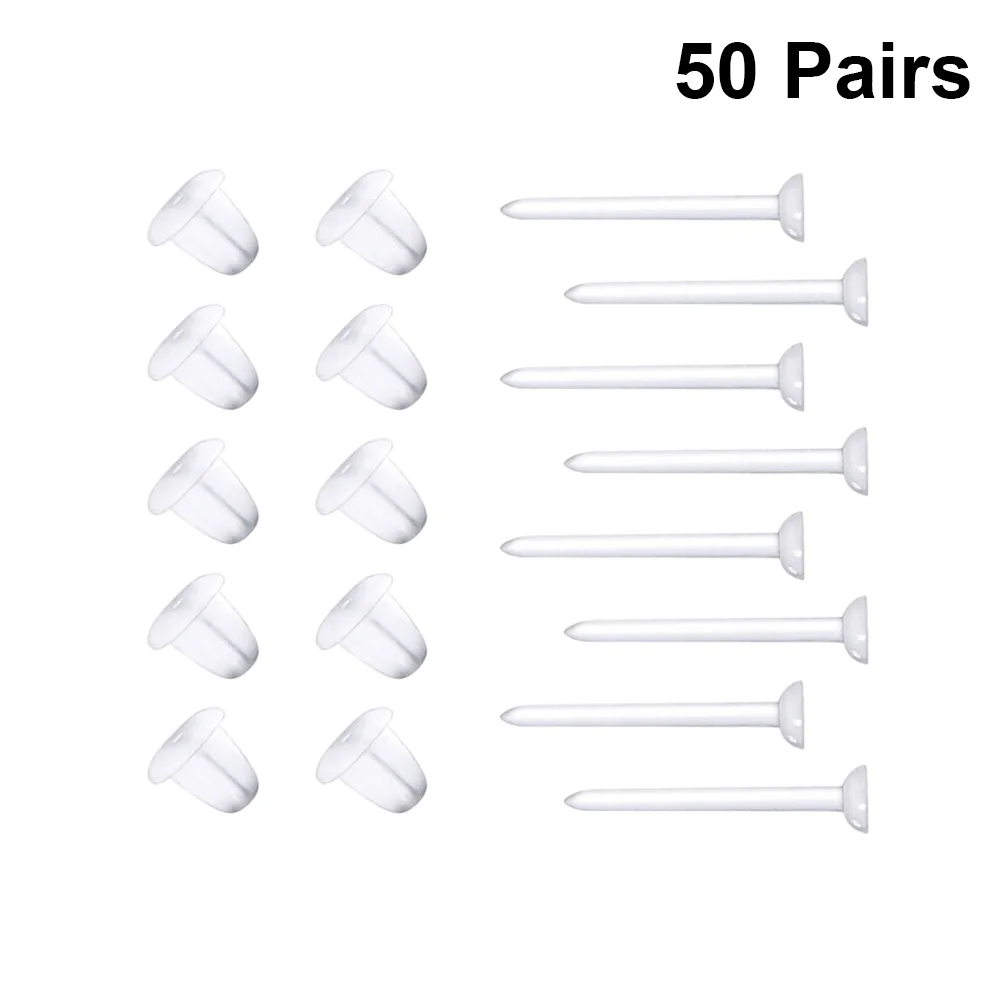 

100 Pcs Plastic Earring Backs Fashion Earrings Head Findings DIY Supplies Blank Stud Pins