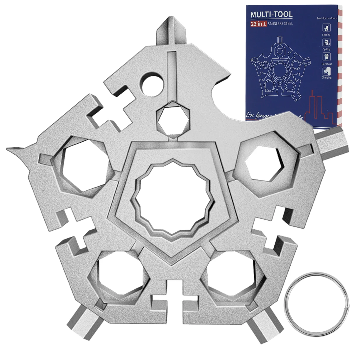 

Многофункциональный гаечный ключ 23 в 1 со снежинками, многофункциональный инструмент, карманное снаряжение для выживания с отверткой, гаеч...