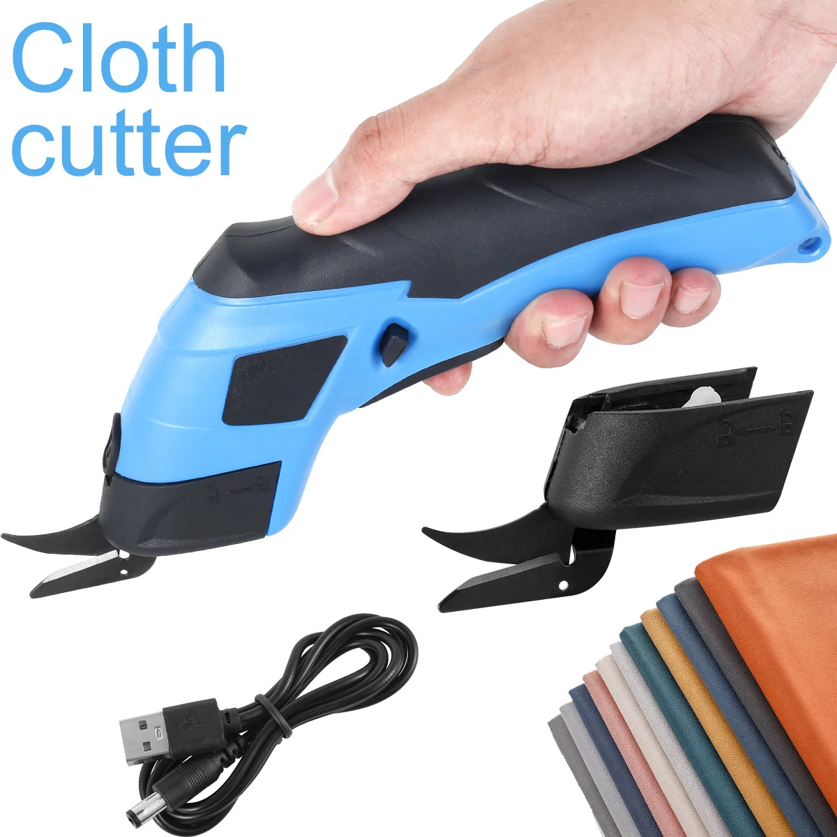 

Cordless Electric Scissors with 2 Blades 3.6V 10000RPM Electric Mini Cutter USB Rechargeable Power Hand Shears Cutter Portable