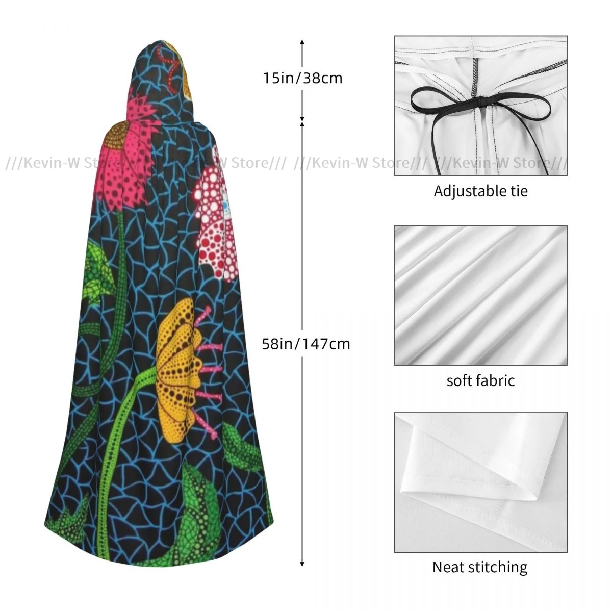 Женская накидка с капюшоном цветок кусама средневековый костюм ведьма вампир