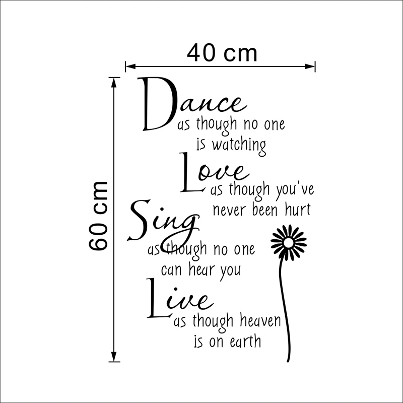 Танец любовь петь живая Вдохновляющие наклейки Офисная спальня украшение для