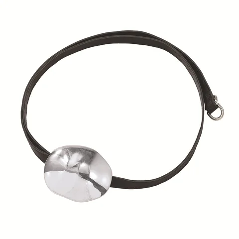 Новинка Овальный металлический кулон ZAA ожерелье кожаный ошейник чокер ожерелье для женщин мужчин Панк Хип-Хоп рок ювелирные изделия на шею подарки