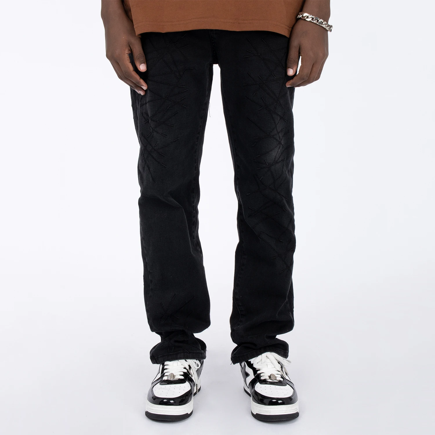 Four Seasons Men Jeans High Street Embroidery Casual Loose Jeans Women's Korean Fashion Jeans Hip Hop Men Y2k Pants Ins Hot Sale