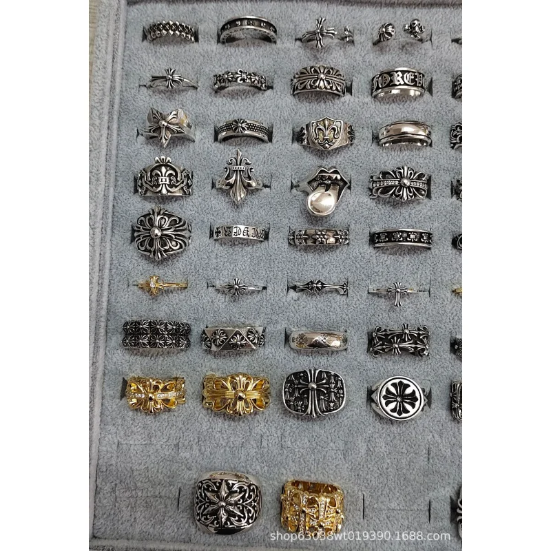 Кроктон Винтаж Старый Ротанг Цветок Гробница Крест Кольцо Хип-Хоп Лодка Якорь