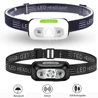outdoor usb rechargeable body motion sensor headlight portable sensor head torch lamp with 2modes for hiking cycling lighting