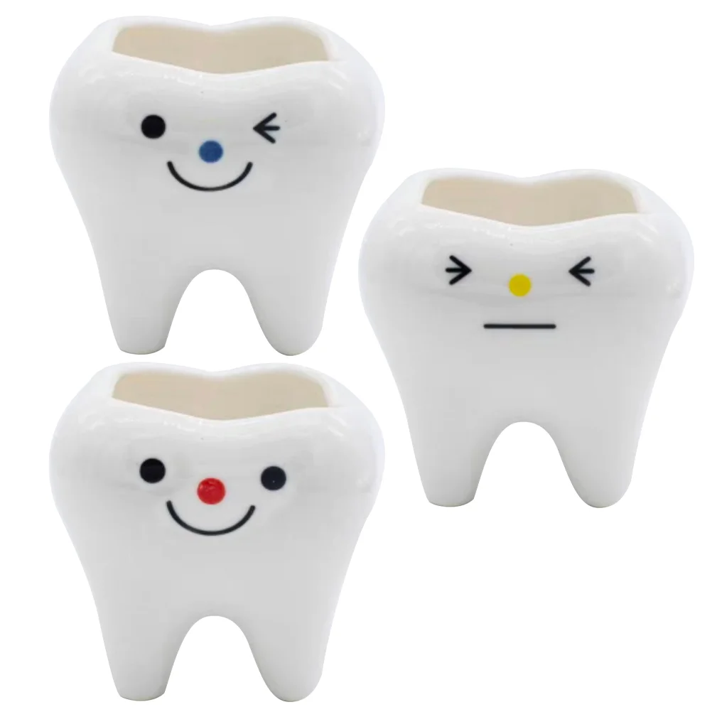 

3 Pcs Ceramic Flower Pot Mini Flower Pots Bonsai Planter Clay Flower Vase Ceramics Tooth Planter Pots Office