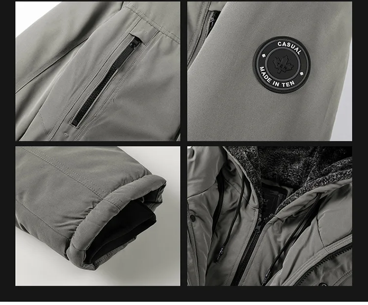 Men's Jacket Stand Collar Zipper Casual Fashion Winter Solid Color Warm Thickened Plus Size Hooded Parkas Men Army Green Coat