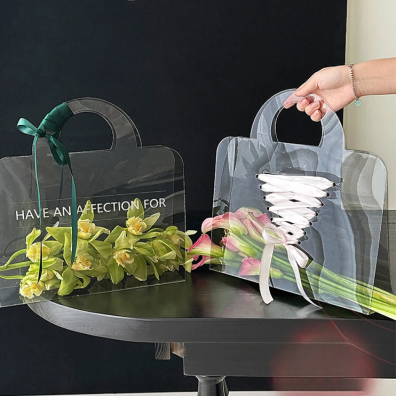 

New Flower Bundle Bag Creative Perforated Design PVC Handheld Bag Flower Art Handmade Waterproof Flower Arrangement Box