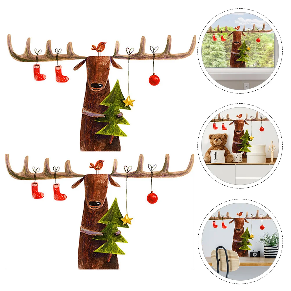 

Xmas Christmas Sticker Window Decoration Ornament Decal Stickers Supply Party Home Reindeerr Star Tree Refrigerator Cling Year