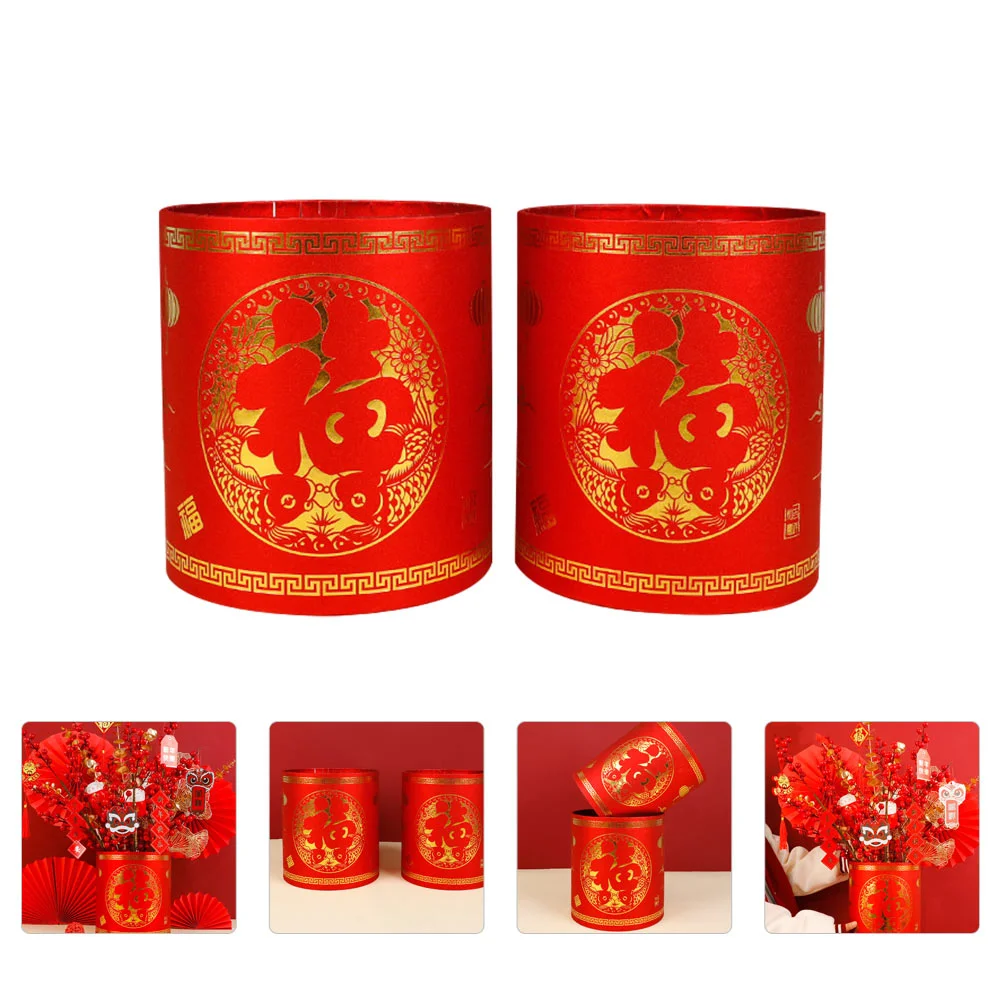 

Box Flower Paper Chinese Year New Packaging Gift Pot Eternal Rose Decoration Fu Bucket Wedding Cylinder Red Planter Bouquet