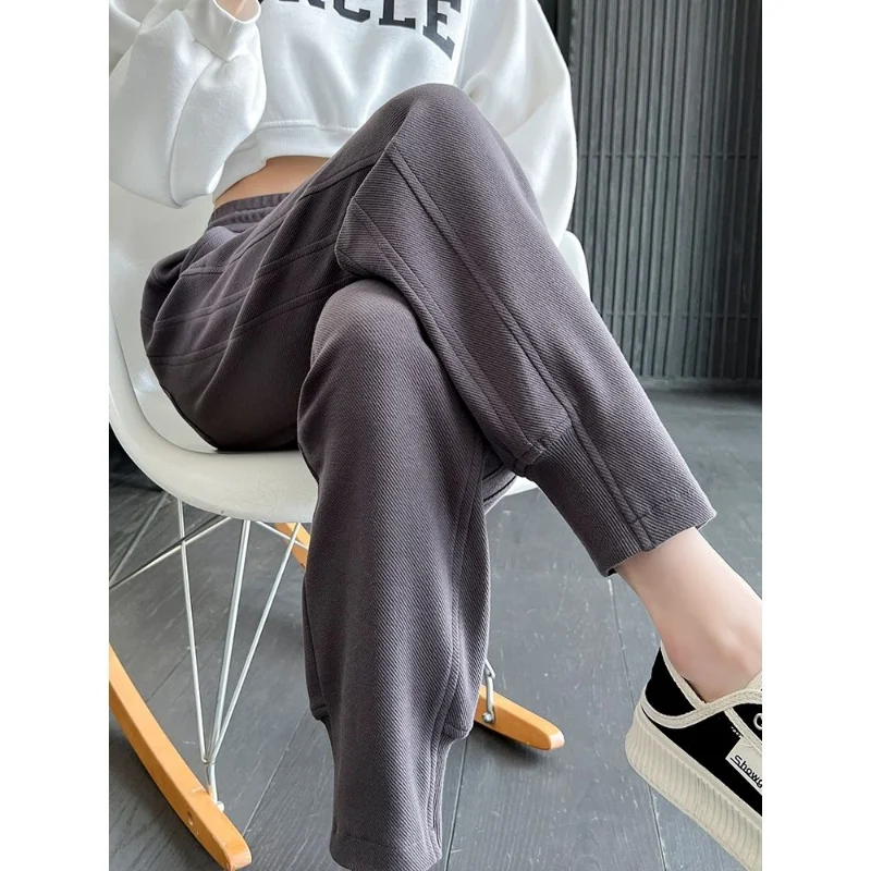 Spring and Autumn New Loose Gray Sports Harem Pants Female  Casual Pants Small Drawstring Sweatpants Women Ins Street Fashion