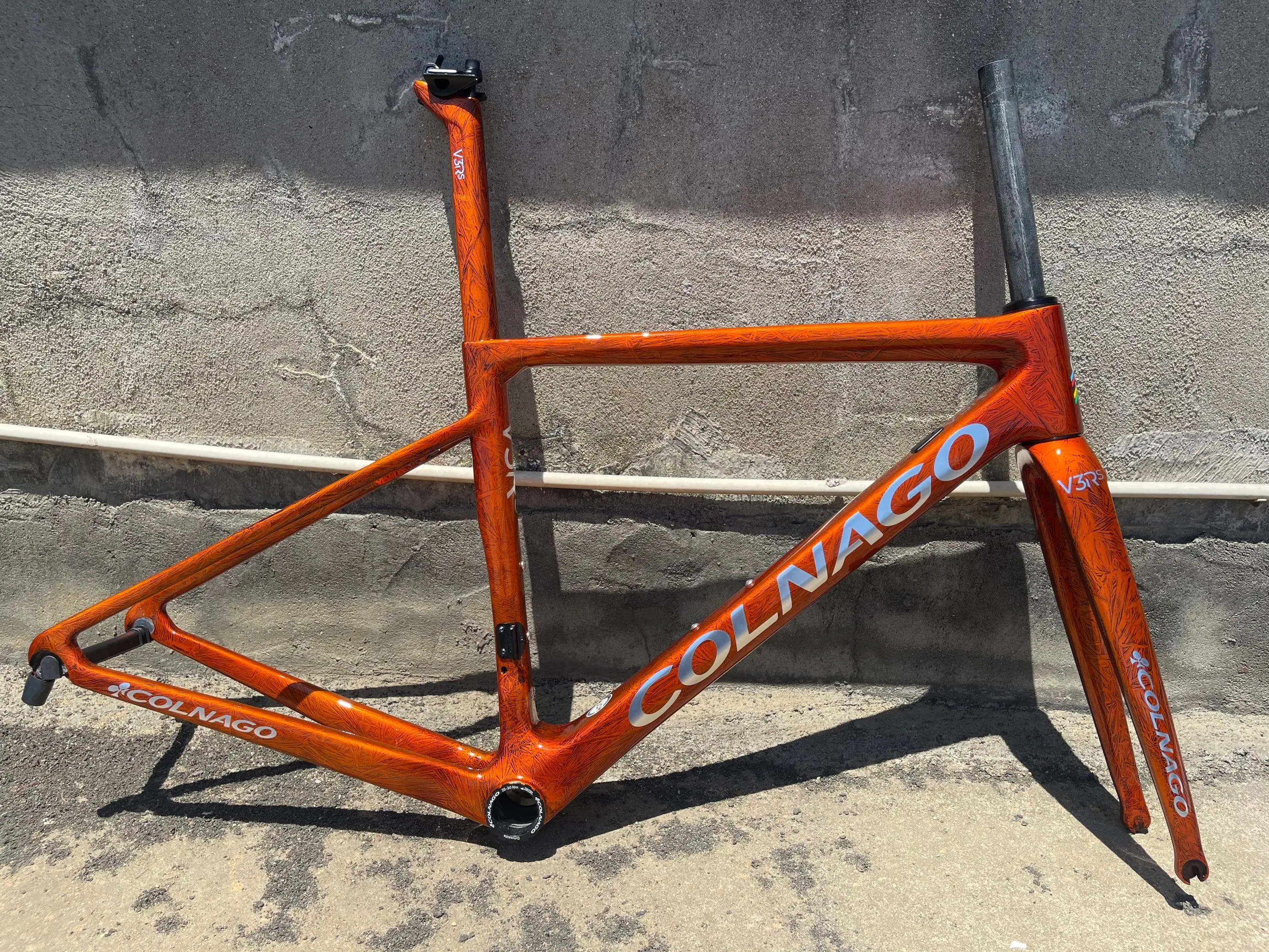Cuadro de bicicleta de carretera de carbono de Color naranja congelado 2022 V3RS: Marco + horquilla + poste de asiento + auriculares + abrazadera, personalización de Color