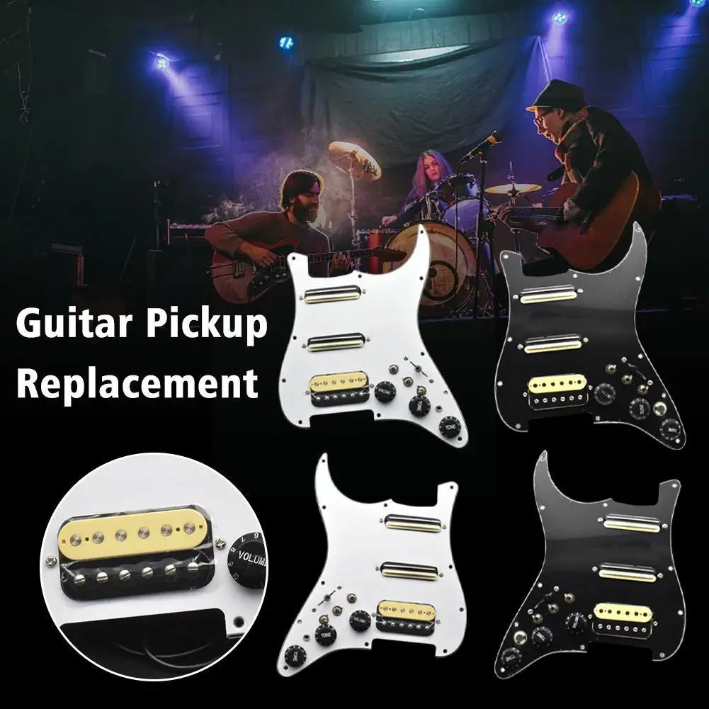 

ST Electric Guitar Double Coil Pickup with Singlecut Loaded Prewired Guitar Scratchplate Wiring SSH Assembly Pickguard Blac F6U5