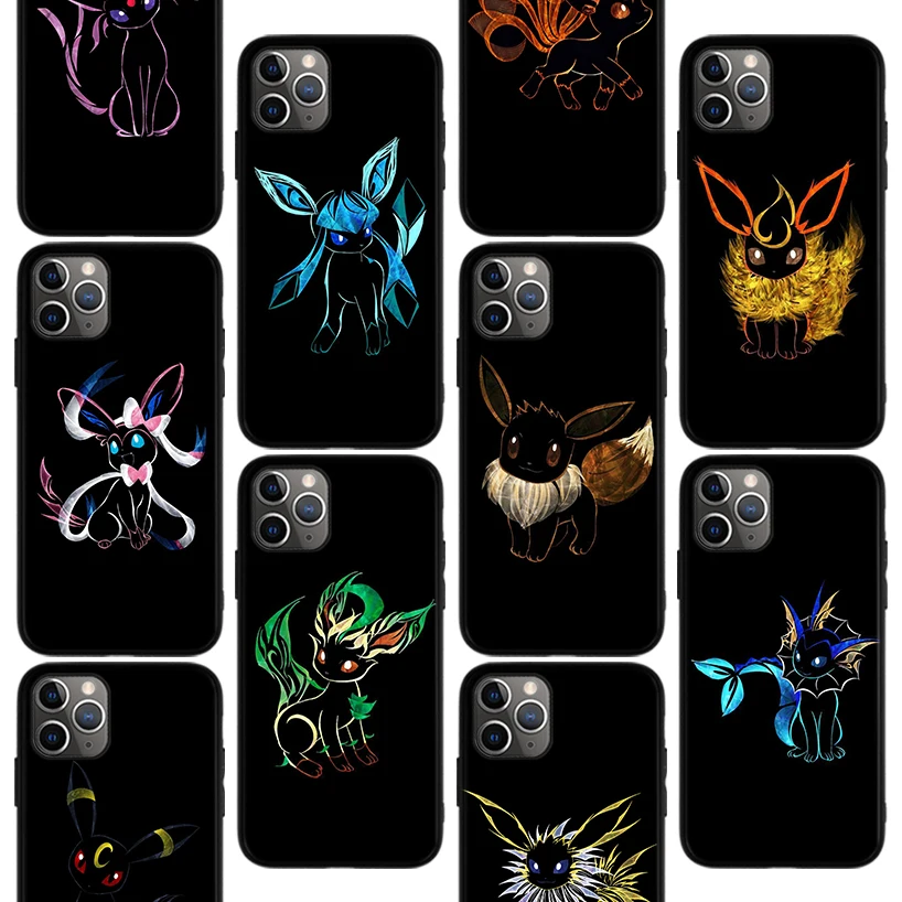 

Anime Pokemon Eeveelution Phone Case For iPhone 11 12 Pro Max 13 Mini 7 Plus X XS XR Apple 6 6S 8 SE 5 5S Fundas Back Cover Coqu