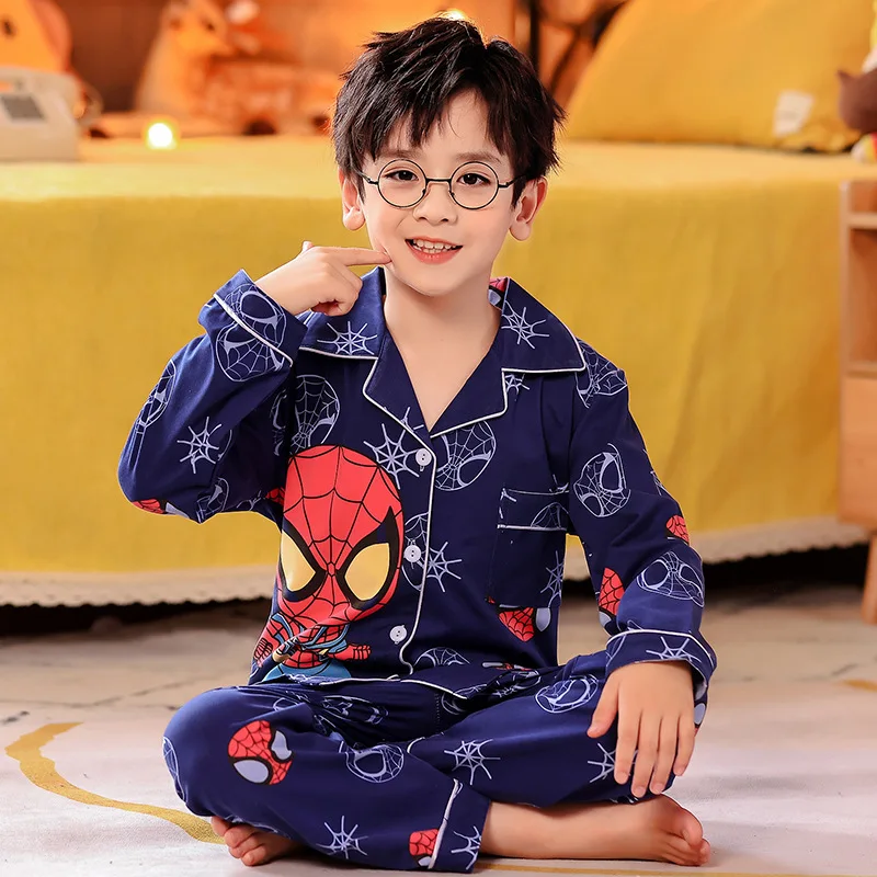 

Children's Pajamas Set Spring And Autumn Cotton Long Sleeve Trousers Cool Superheroes Suit Comfortable Home Clothes