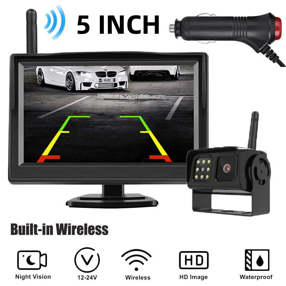 

Isfirday 5 Inch HD Rear View Camera With LCD Car Reversing Monitor Waterproof Night Vision Reversing Camera For Truck Trailer RV