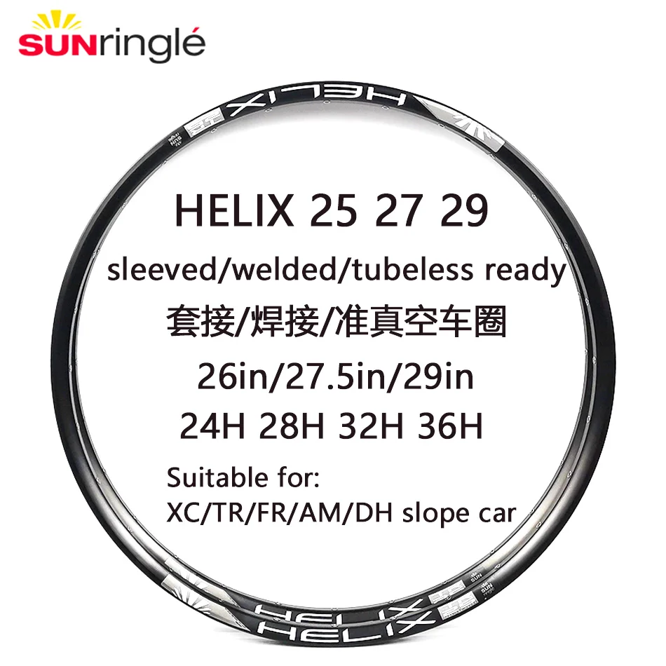 

Sunringle MTB Rim HELIX TR25 TR27 TR29 26 27.5 29 inch MTB Della Bicicletta TUBELESS READY Per XC AM FR Mountain Bike Circle