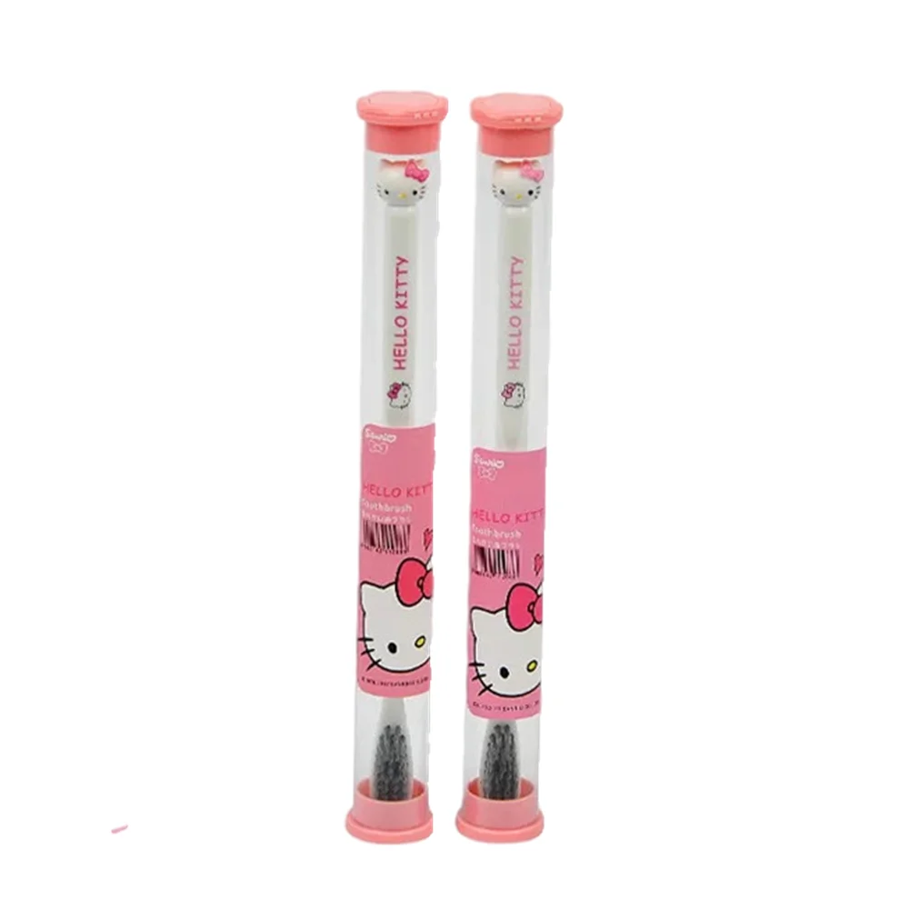 

Kawaii Sanrioed Anime Cartoon series Bamboo Charcoal Toothbrush KT cat Doll Head Pink Children Adult Toothbrush Travel Portable