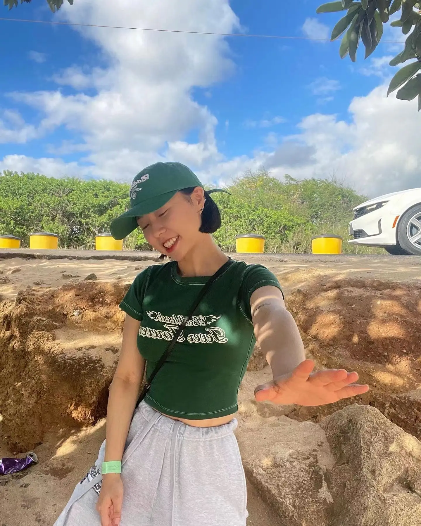 Korean brand badblood logo embroidered letters baseball cap cap cap cap cap for men and women green