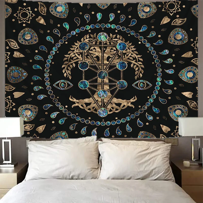 Tarot Brand Mysterious Tree of Life Mushroom Forest Sun and Moon Decoration Tapestry Bohemian Home Dorm Dream