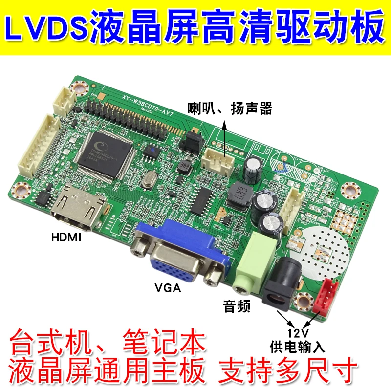 

HDMI Notebook Monitor JRY-W58CDT9-AV2 HD LCD Driver Board HDMI+VGA